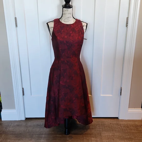 White House Black Market Dresses Whbm Maroon Floral High Low